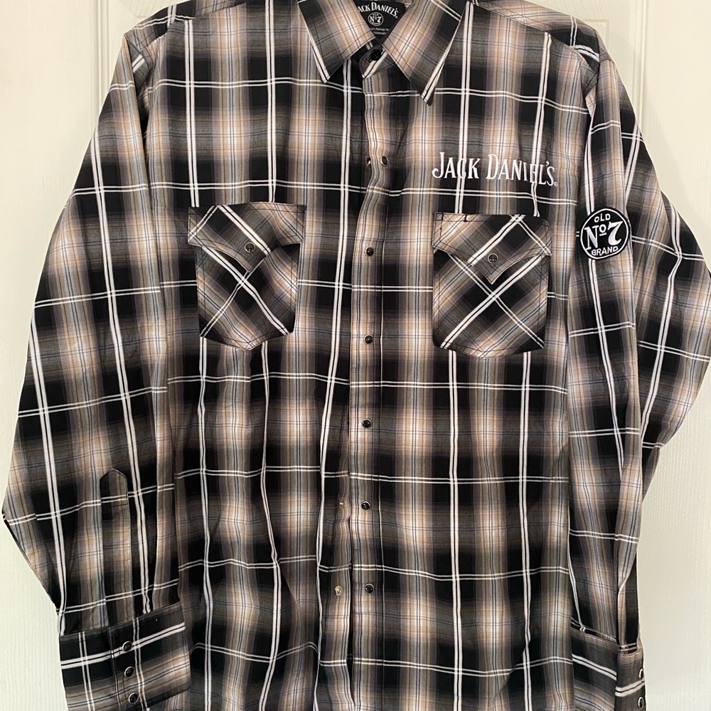 Jack Daniels Brown and Black Checkered Men's Shirt